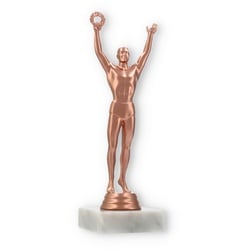 Pokal Kunststofffigur Sieger bronze auf weißem Marmorsockel 20,6cm