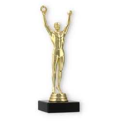 Pokal Kunststofffigur Sieger gold auf schwarzem Marmorsockel 20,6cm