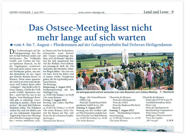 Ostsee Anzeiger Land und Leute Bad Doberan - Ausgabe vom 01. Juni 2011