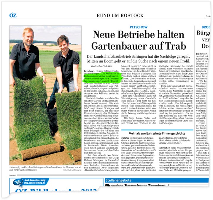 Ostsee Zeitung - Ausgabe vom 3. August 2011