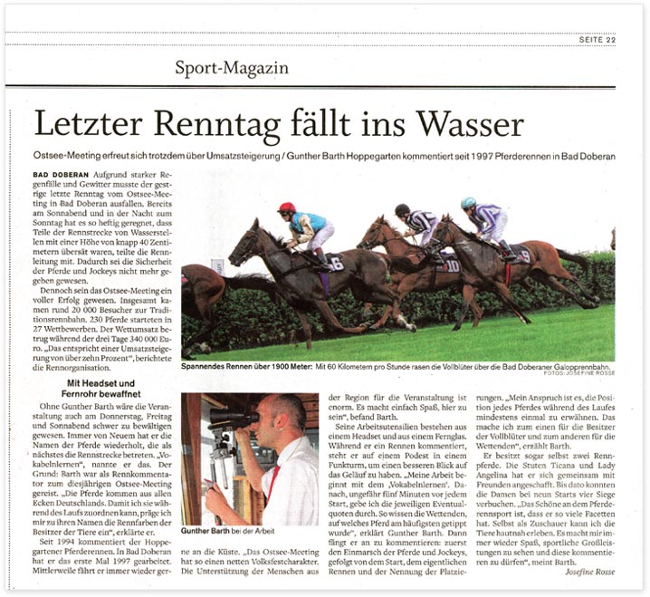 Norddeutsche Neueste Nachtichten (NNN) - Sport Magazin - Ausgabe vom 6./7. August 2011