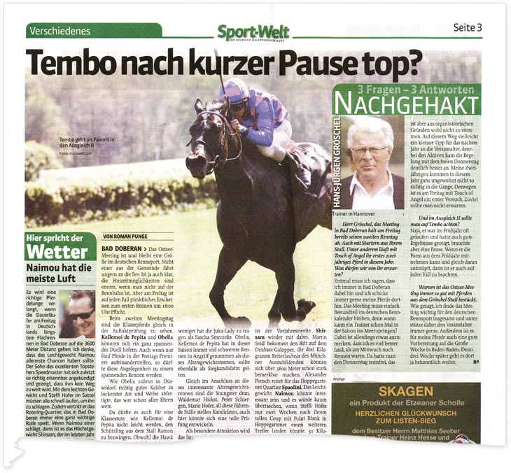 Sport-Welt - Ausgabe vom 3. August 2011